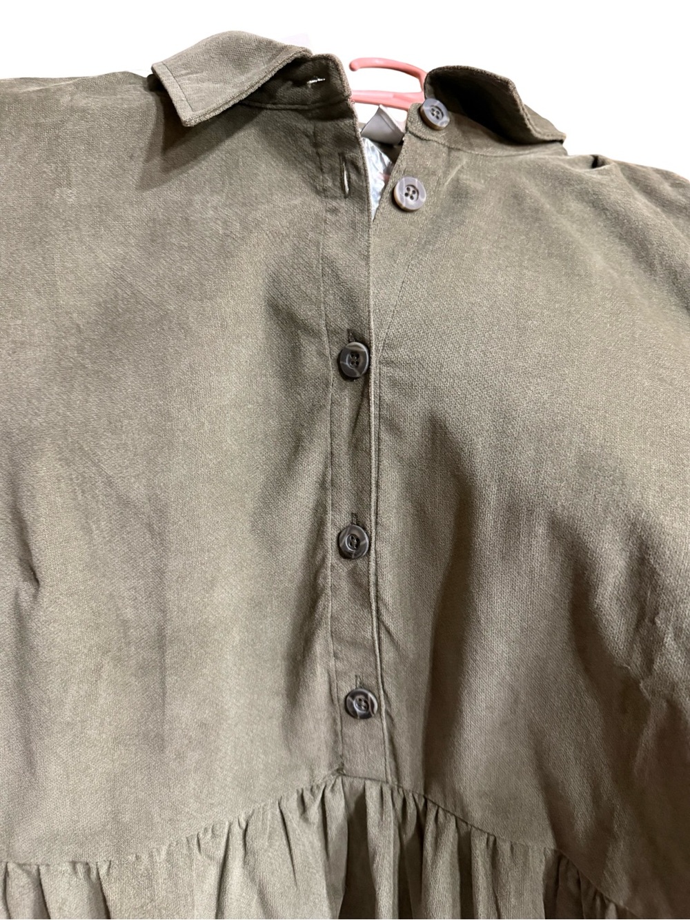 Nine West Olive Green Lightweight Corduroy Shirt Dress XL NWT Pockets - Picture 7 of 11